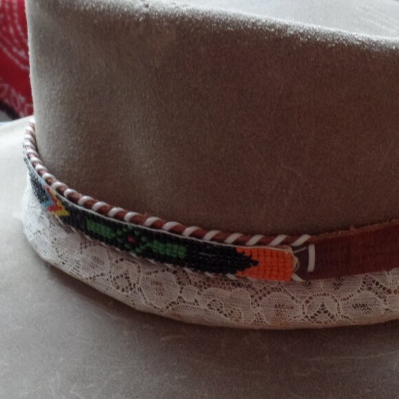 Hat Band Or Kids Belt Beaded/ Leather - Picture 9 of 10